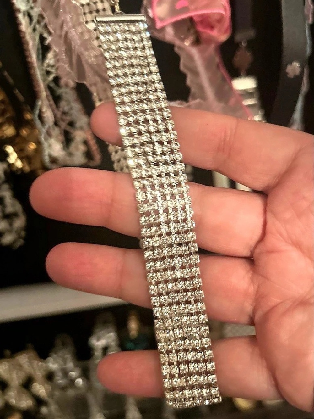 Silver Rhinestone Mesh choker brand new